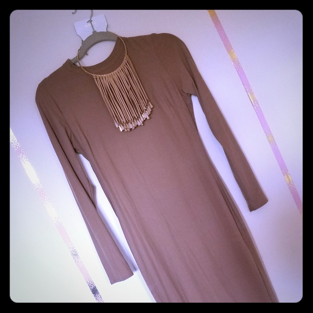 Faux Suede Nude Dress